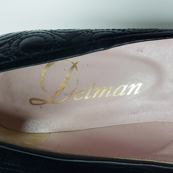 DELMAN QUILTED LEATHER Chunky Heel sz 8 - Picture 6 of 6